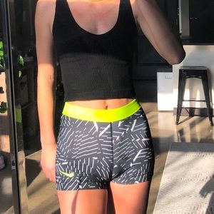 Nike Black and Neon Yellow Spandex